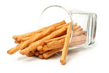 bread sticks on white background