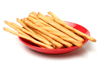 bread sticks on white background
