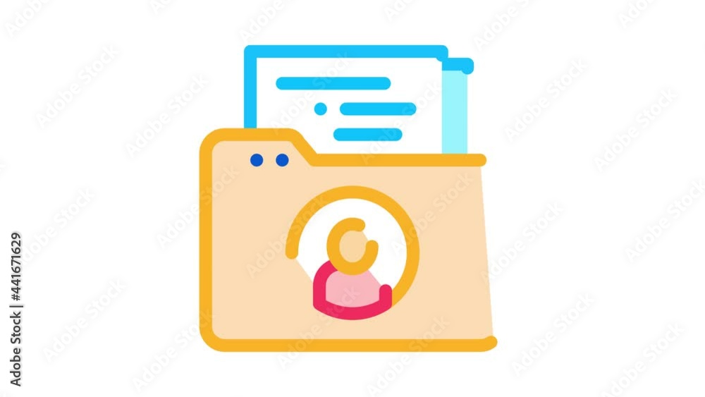 Poster folder with files icon animation. color folder with files animated icon on white background