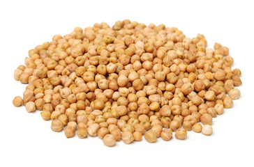boiled chickpeas on a white background 
