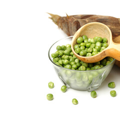 Fresh peas on white background