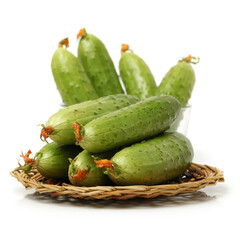 Green cucumber on the white background