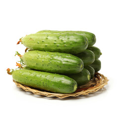 Green cucumber on the white background