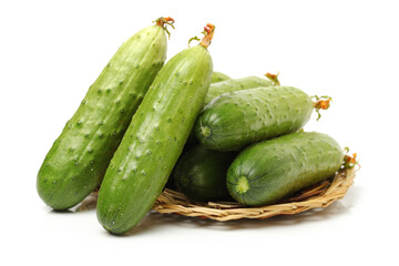 Green cucumber on the white background