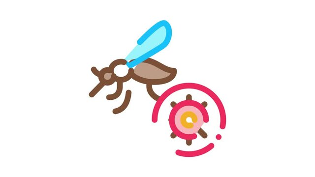 Malaria Mosquito Icon Animation. color Malaria Mosquito animated icon on white background