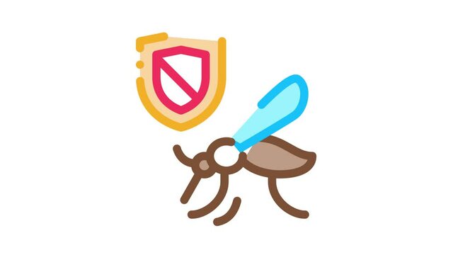 Mosquito Shield Icon Animation. color Mosquito Shield animated icon on white background