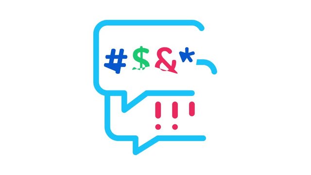 Obscene Language Icon Animation. color Obscene Language animated icon on white background