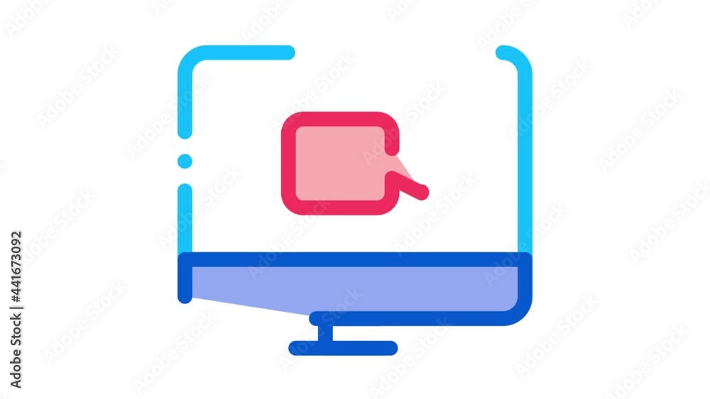 Poster video on display icon animation. color video on display animated icon on white background