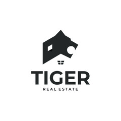 Tiger Real Estate Logo. Tiger + Roof Home.