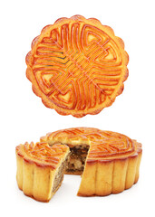 Mid-Autumn Festival moon cake on white background