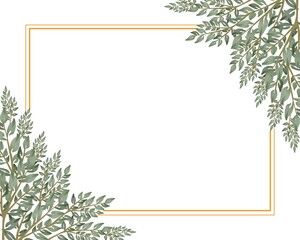 simple frame with green leaf and branch