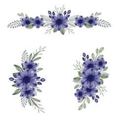 Obraz premium arrangement watercolor flower in purple, purple cute bouquet