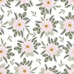 seamless pattern of soft pink daisy for fabric and background