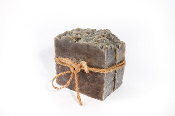 Natural Coconut oil soaps isolated on white background, homemade organic Spa soap, non-toxic concept