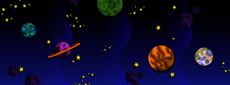 Space with planets vectorized background © Frichi Ram