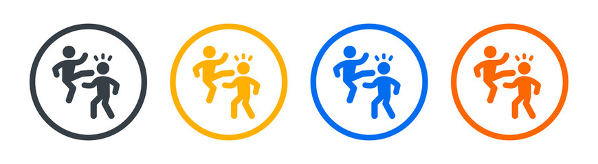 Obraz premium Kicking icon. People training karate icon vector illustration. Fighter concept