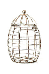 Egg cage on white background