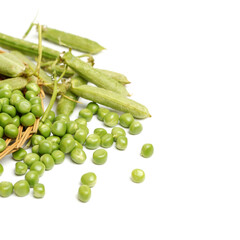 Fresh peas isolated on white background 
