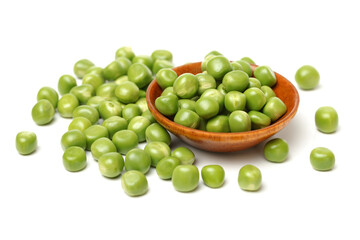 Fresh peas isolated on white background 