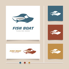 Creative idea and simple concept vector fish boat logo design