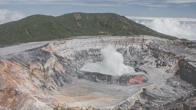 View of Laguna Caliente, an active crater of Poas volcano in Costa Rica (time-Lapse)