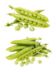 Fresh peas isolated on white background 