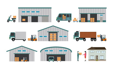 倉庫　工場　運搬　建物	
