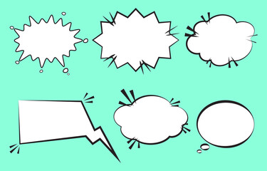 Set speech bubbles on blue background. chat box or chat vector square message or communication icon Cloud speaking for comics and comics message dialog