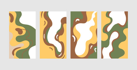Vector set of abstract creative backgrounds in minimal trendy style with copy space for text - design templates for social media stories 