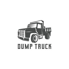 dump truck illustration vector logo design with vintage and classic