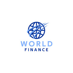 world financial business vector logo design with line and modern style