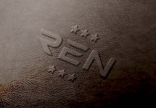 Close-Up Leather Stamping Logo Mockup