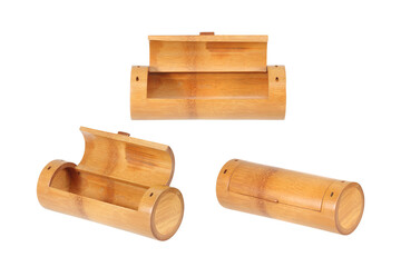 bamboo tube box isolated on white background ,clipping path included use for design.