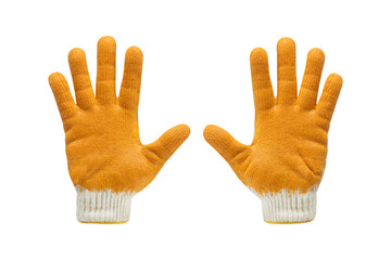 yellow rubber protective gloves isolated on white background ,clipping path included use for design.