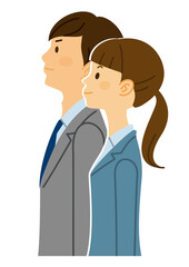 男女　スーツ　横顔