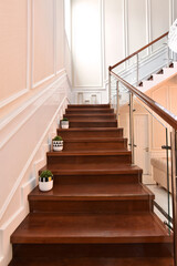 wood staircase in the house