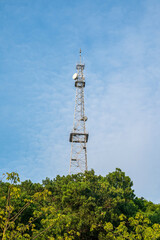Fototapeta premium communication tower for 5G network telephone cellsite with dusk sky
