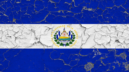 El Salvador flag on Cracked Wall texture	 