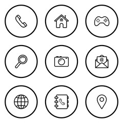 website icon set, business card, contact us icon set vector sign symbol