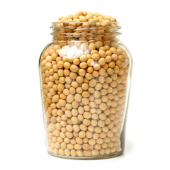 soybean isolated  in glass jar