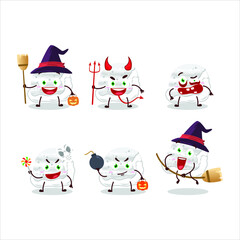 Halloween expression emoticons with cartoon character of milk ice cream scoops. Vector illustration