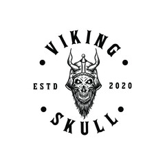 Skull Viking Head With Helmet And Beard Vector Illustration Template Icon Design