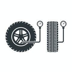 tire air fill illustration, icon for tire service center.