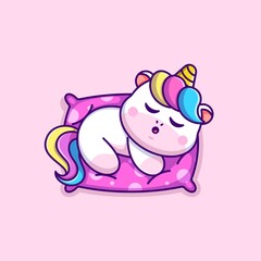 Cute unicorn sleeping on pillow cartoon
