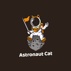 space, cat, astronaut, animal, funny, cute, kitten, cartoon, illustration, vector, universe, cosmos,