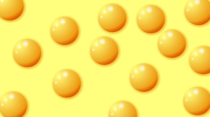 Creative orange soft realistic spheres . 3D yellow colorful balls geometric banner. Modern cover particles design