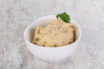 Traditional Jewish Hummus with olive oil