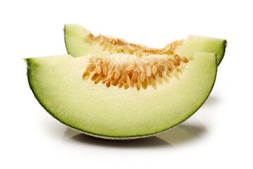 Netted melon on white background