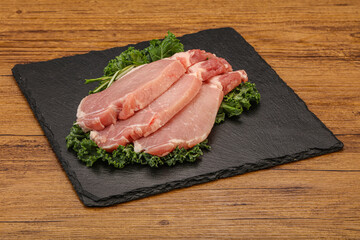 Raw pork steak for cooking