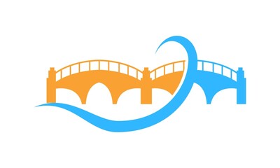 Bridge and water illustration vector logo